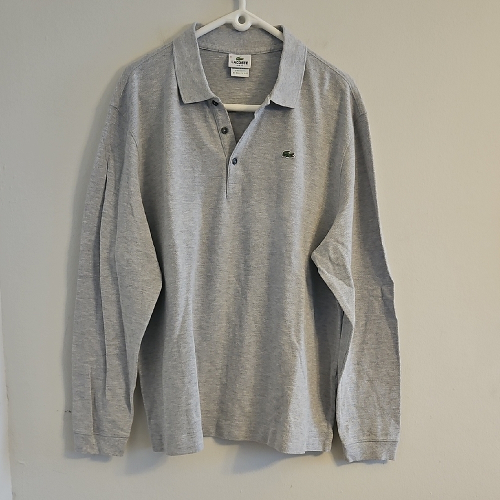 Lacoste Men's Light Gray Long Sleeve Polo